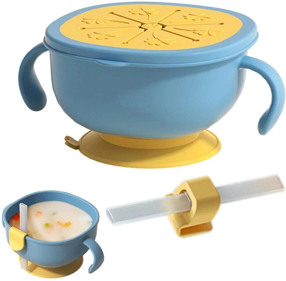 Baby Dual Handle Silicone Bowl Toddler Suction Sippy Lid - Silicone-image-5