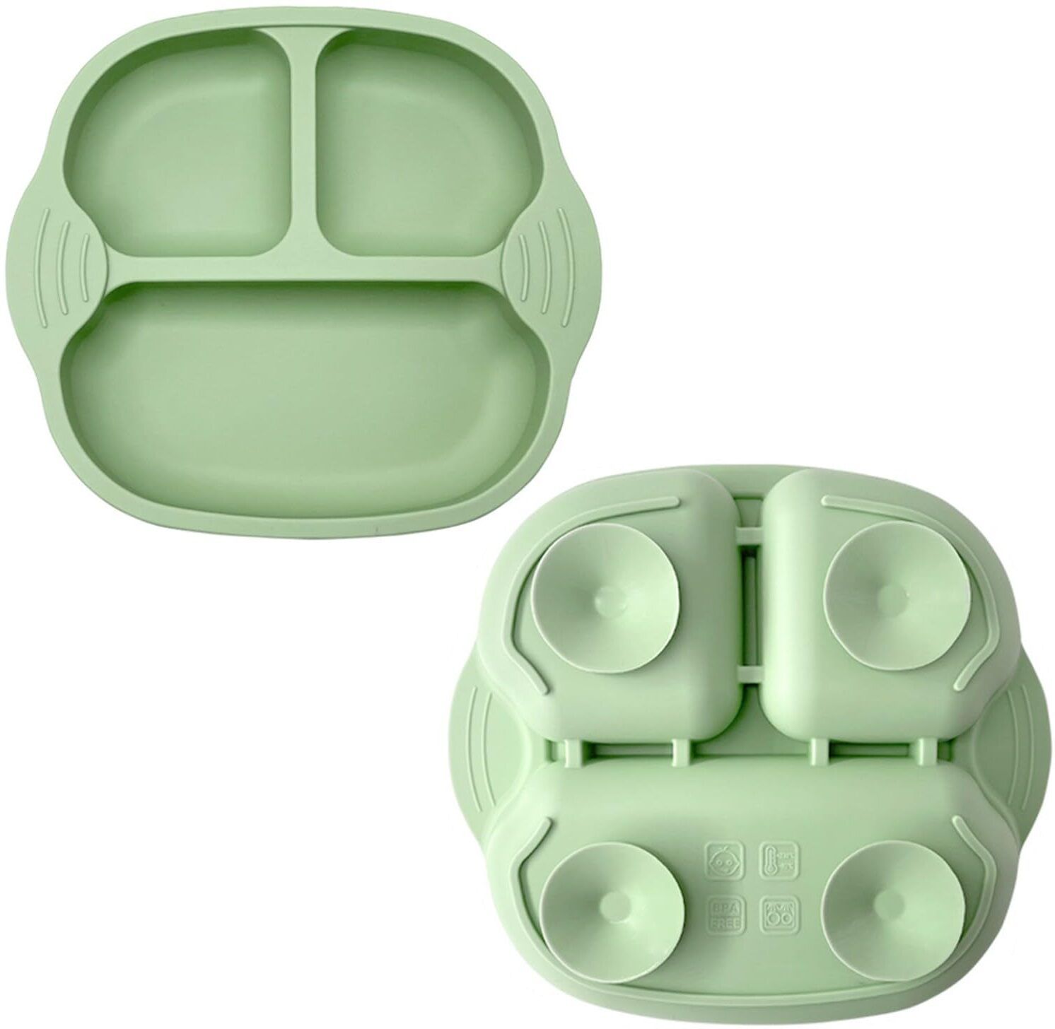 Suction Plate for Toddler,Silicone Baby Weaning Set,Non Slip Divided Plates - Silicone