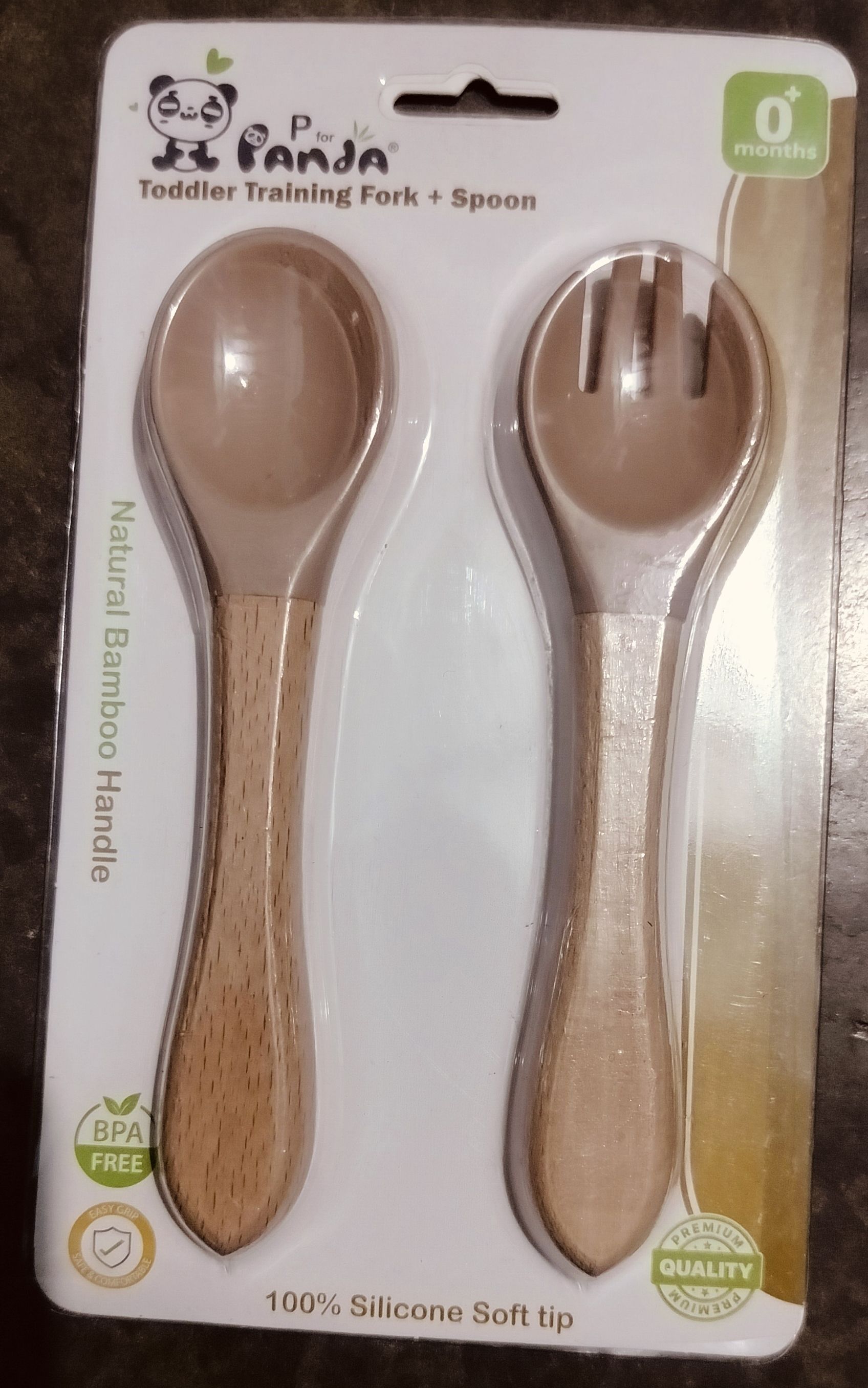 Feeding spoon silicon and fork with handel wooden - Baby feeding spoon and fork silicon and wooden-image-18
