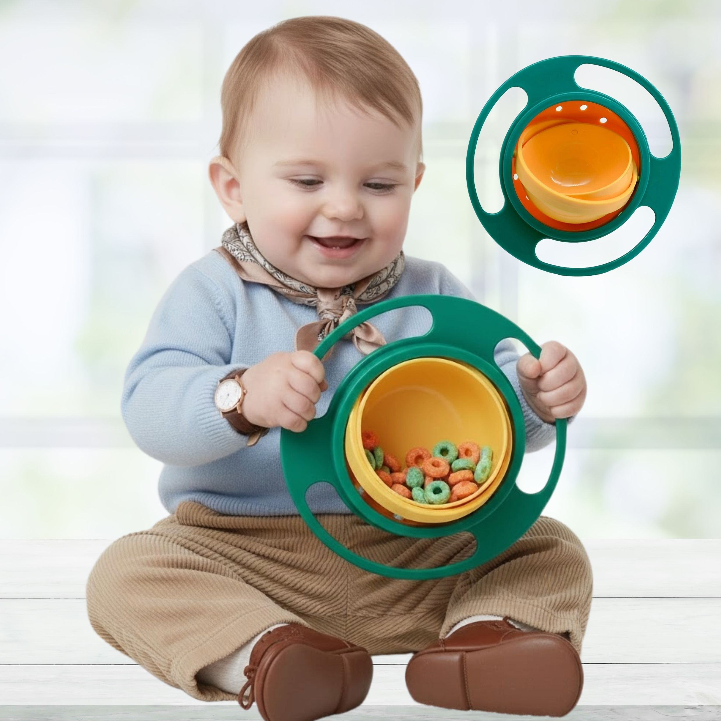 Kids Feeding Bowl with Gyro Technology – 360° Anti-Spill Design - Food Grade Plastic