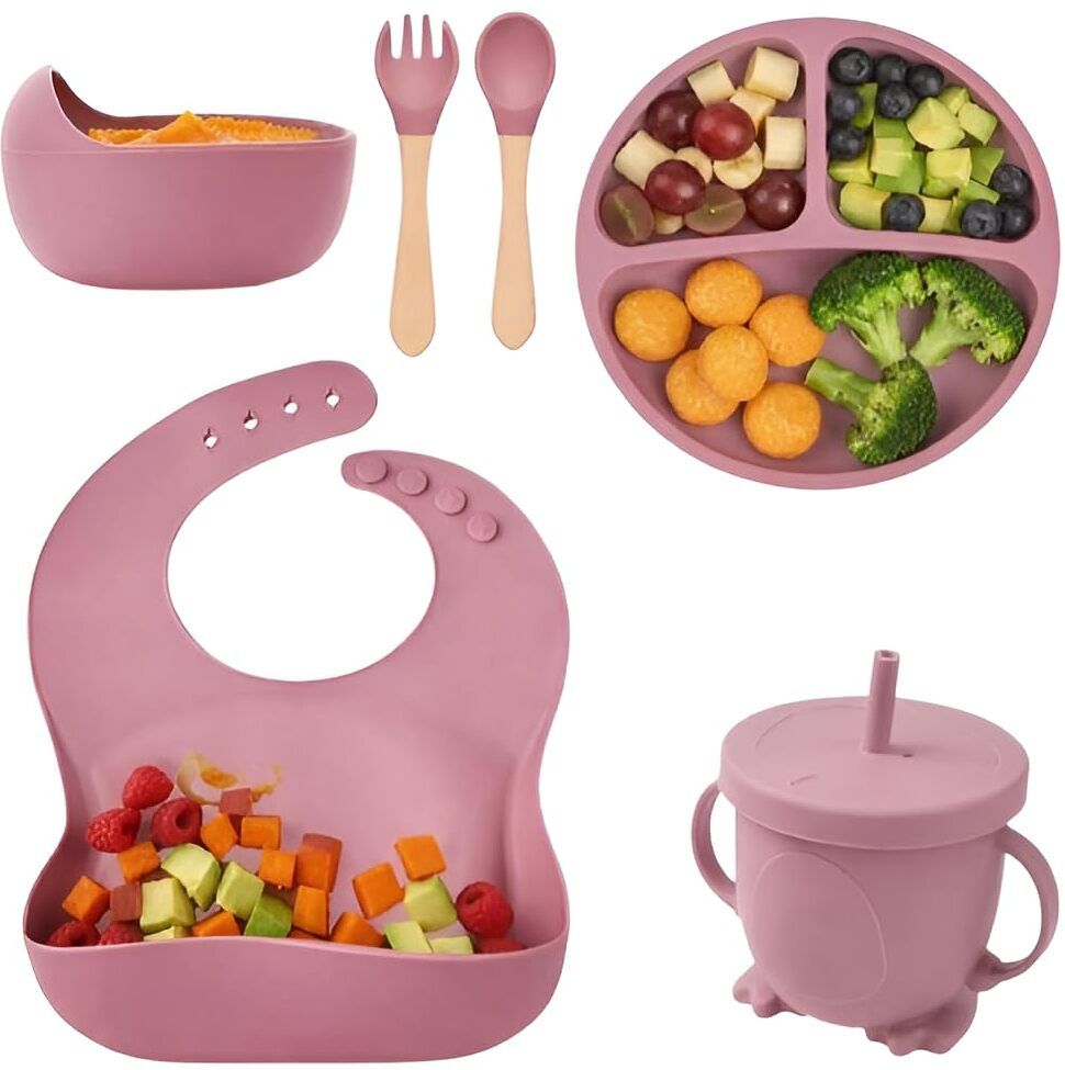 cartiva 6 Pcs Silicone Baby Feeding Set Bpa-Free,Microwave Safe,Anti-Slip Base - Silicone-picture-5
