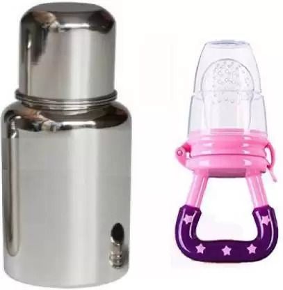 fashionmini New Baby Fedding Utensils Combo of Milk bottle,Feeder,Teether for Baby Care. - Silicon, Stainless Steel-picture-2