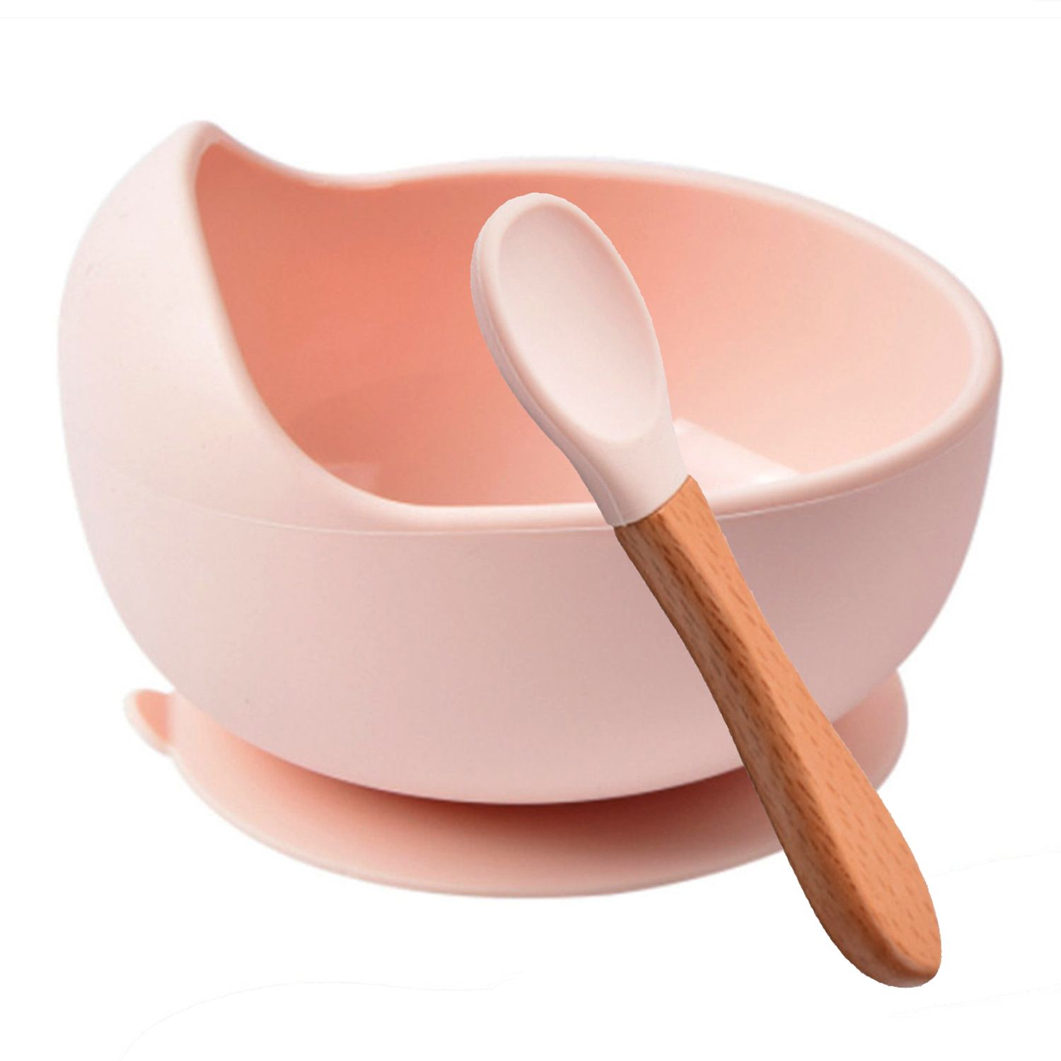 arqivo Baby Feeding Bowl and Spoon Set, Silicone Suction Base and Wooden Spoon- Silicone-picture-21