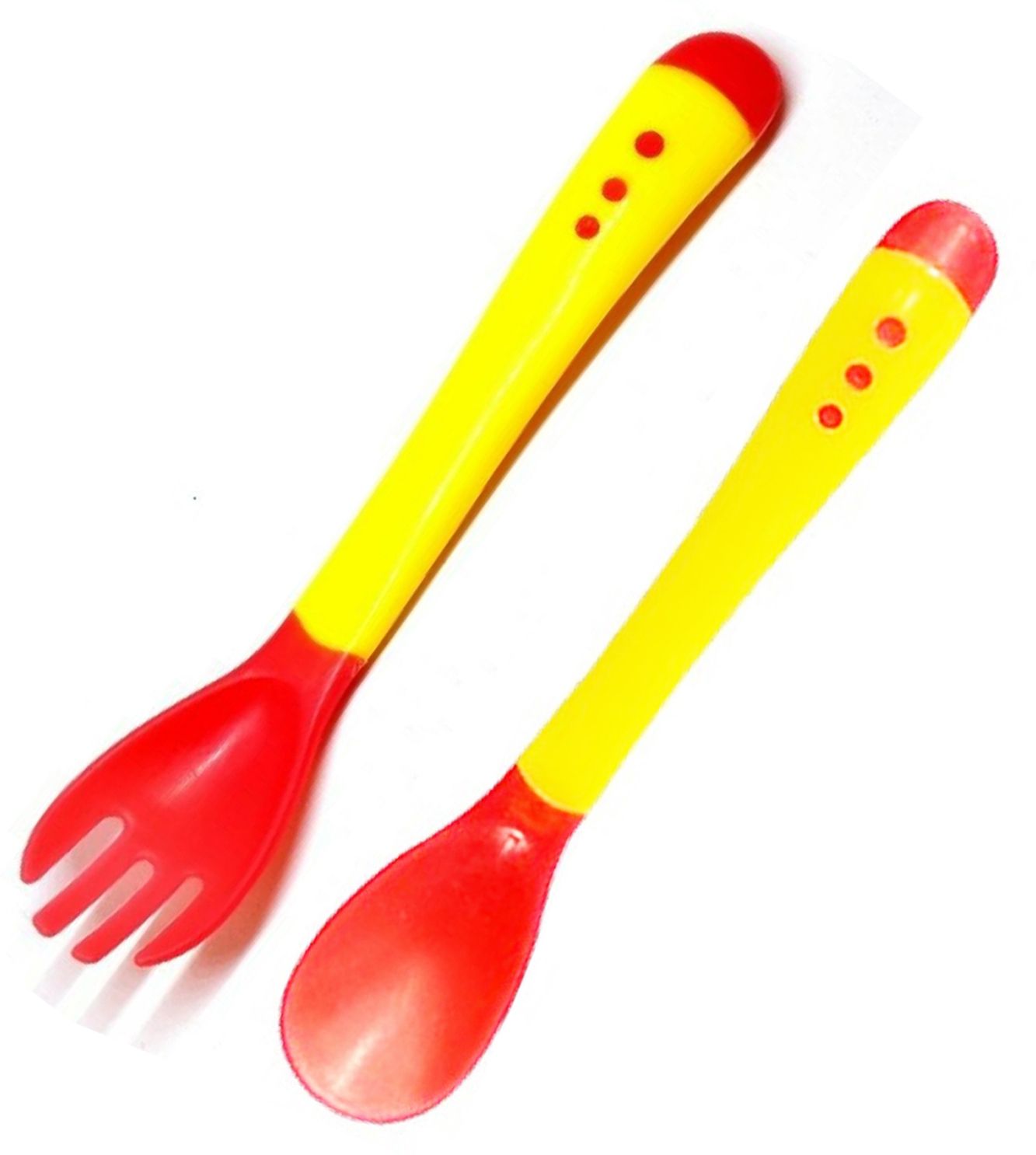 mopslik Baby Temperature Sensing Silicone Tip Spoon Fork - Pack Of 2 Yellow - Plastic-picture-46