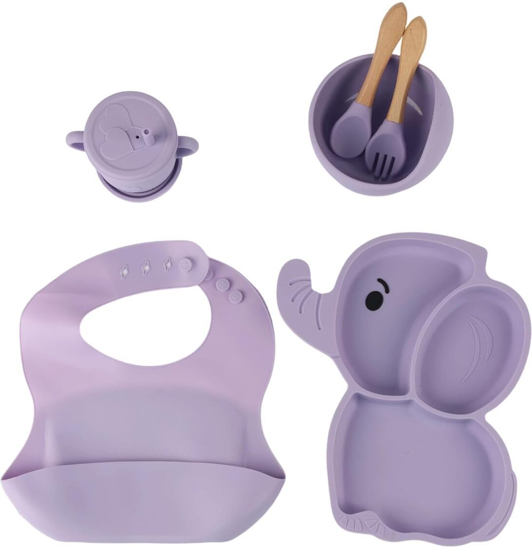 Baby Feeding Set Silicone Bib Bowl Spoon Sippy Cup BPA Free - Silicone-image-7