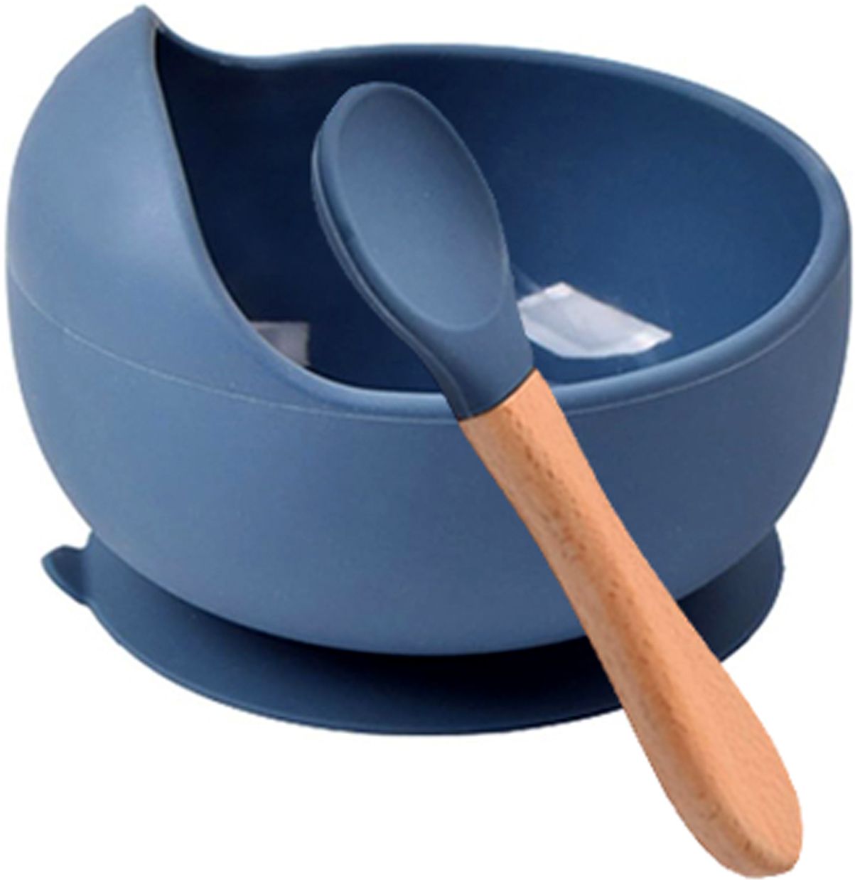 arqivo Baby Feeding Bowl and Spoon Set, Silicone Suction Base and Wooden Spoon- Silicone-picture-46