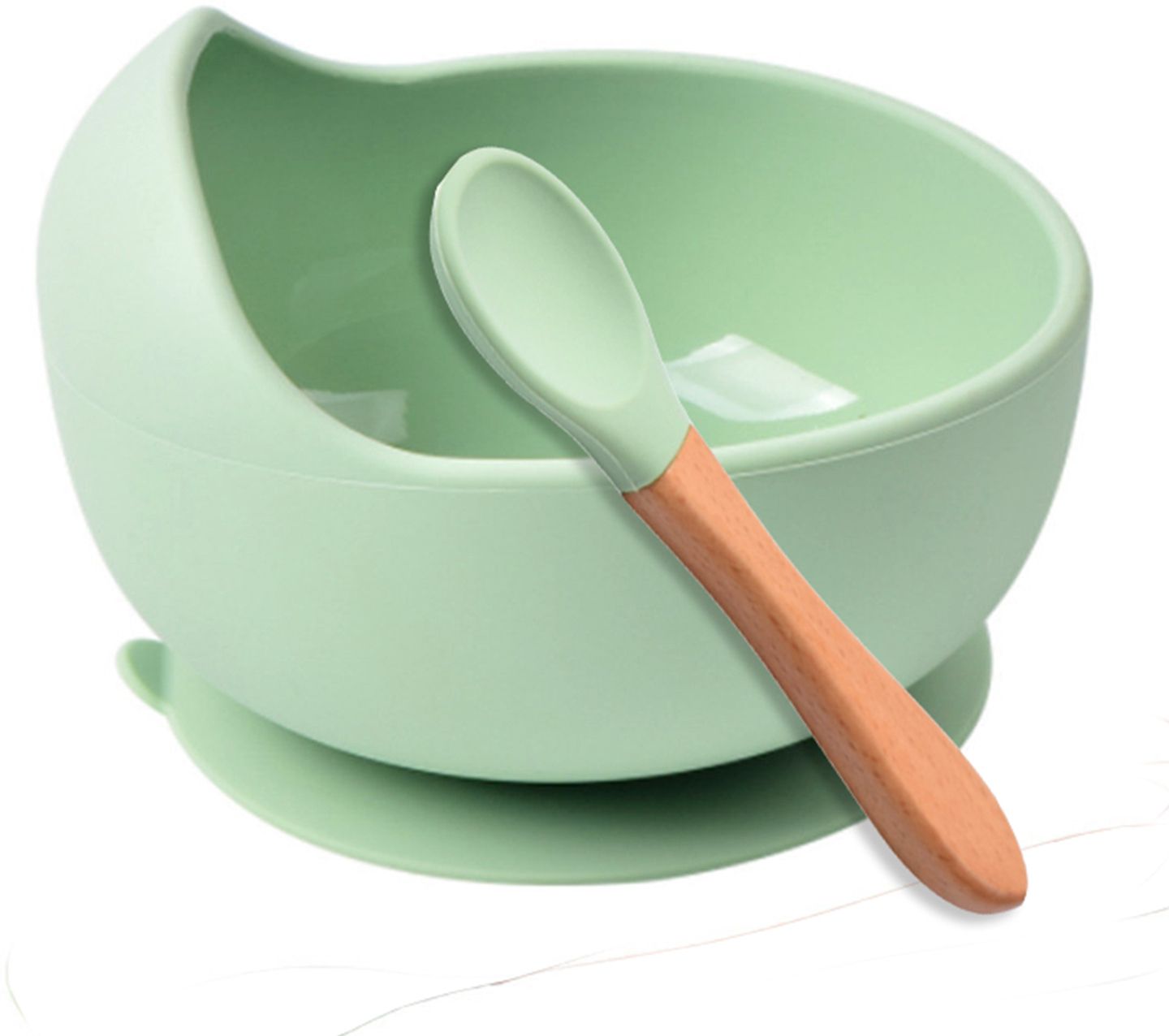 arqivo Baby Feeding Bowl and Spoon Set, Silicone Suction Base and Wooden Spoon- Silicone-picture-43