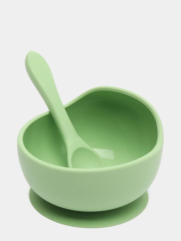 Silicone Baby Feeding Bowl & Spoon Set, Suction Bowl & Soft Spoon for Toddler - Silicone, BPA Free