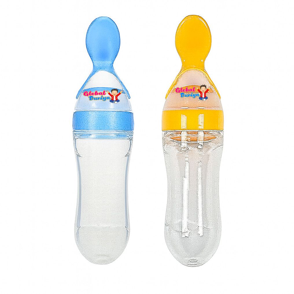 Silicone Squeeze Baby Feeder Bottles Easy Feeding with Spoon Tip Design COMBO - silicon-image-24