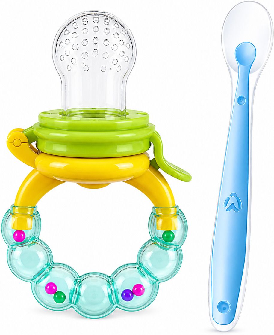 Baby Fruit Feeder Pacifier with Silicone Spoon | Teething Relief | Rattle Handle - Safe Food Grade Silicone, BPA-Free, Non-Toxic-image-34