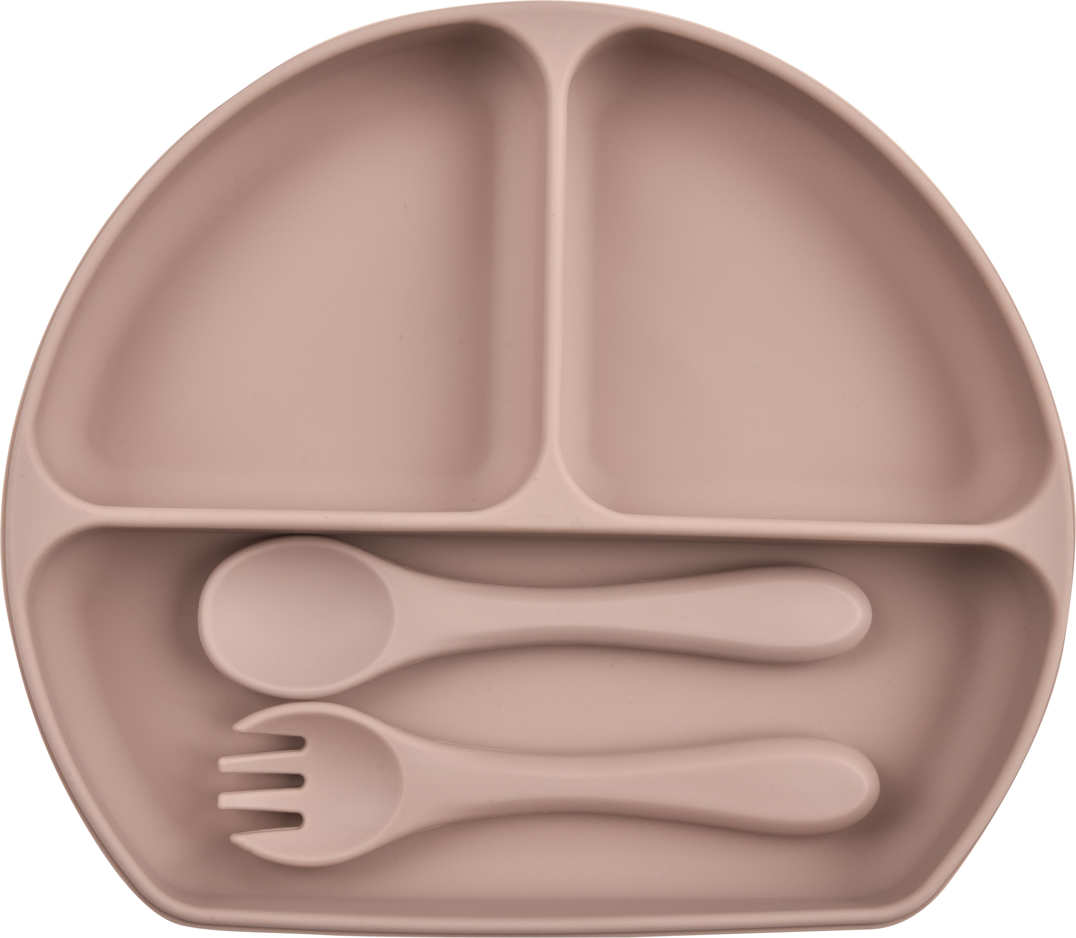 Silicone Baby Tableware Set, Baby Food Plate with Spoon, Fork- Silicon