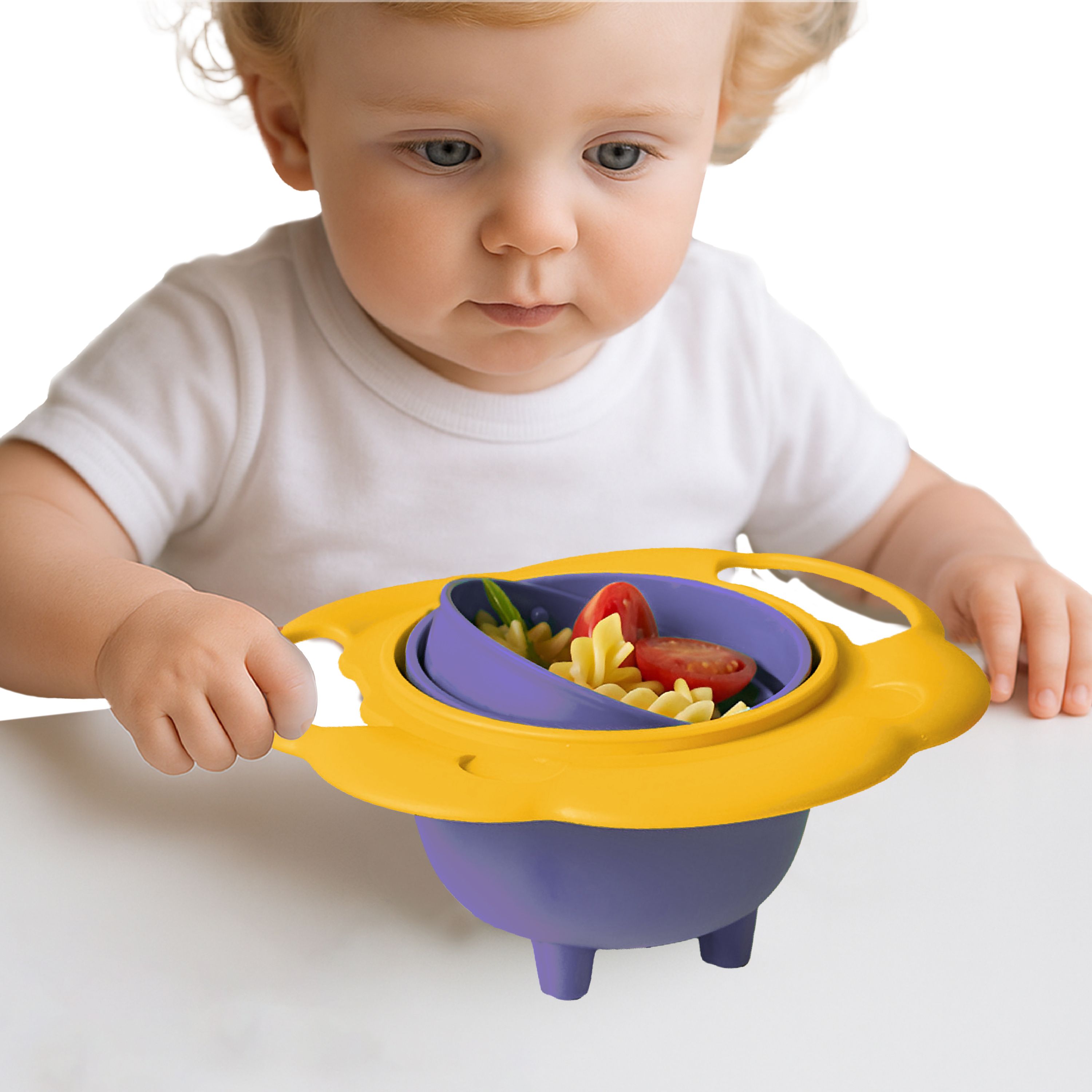 Baby Feeding Bowl – 360° Rotating Kids Food Bowl Anti-Fall Toddler Feeding Bowl - Plastic-image-7