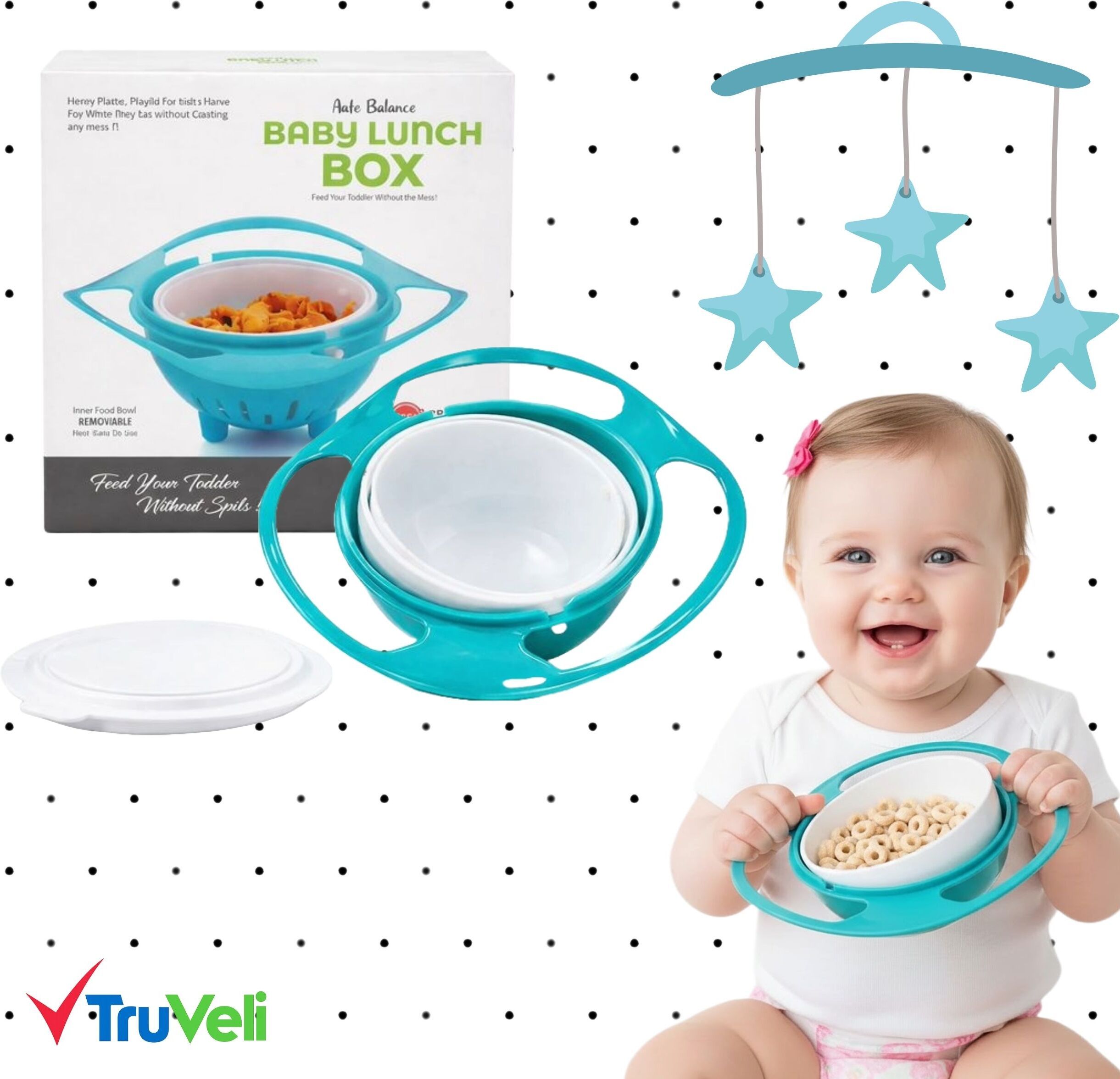 Baby Gyro Bowl Spill Proof 360° Rotating Snack Bowl for Kids - abs plastic