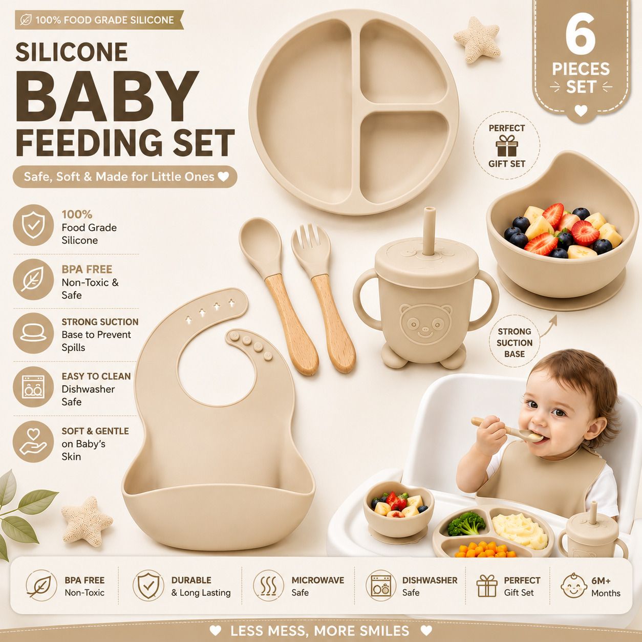 Premium Silicone Baby Feeding Set 6 Pieces for Kids & Toddlers | Purple - silicone-image-6