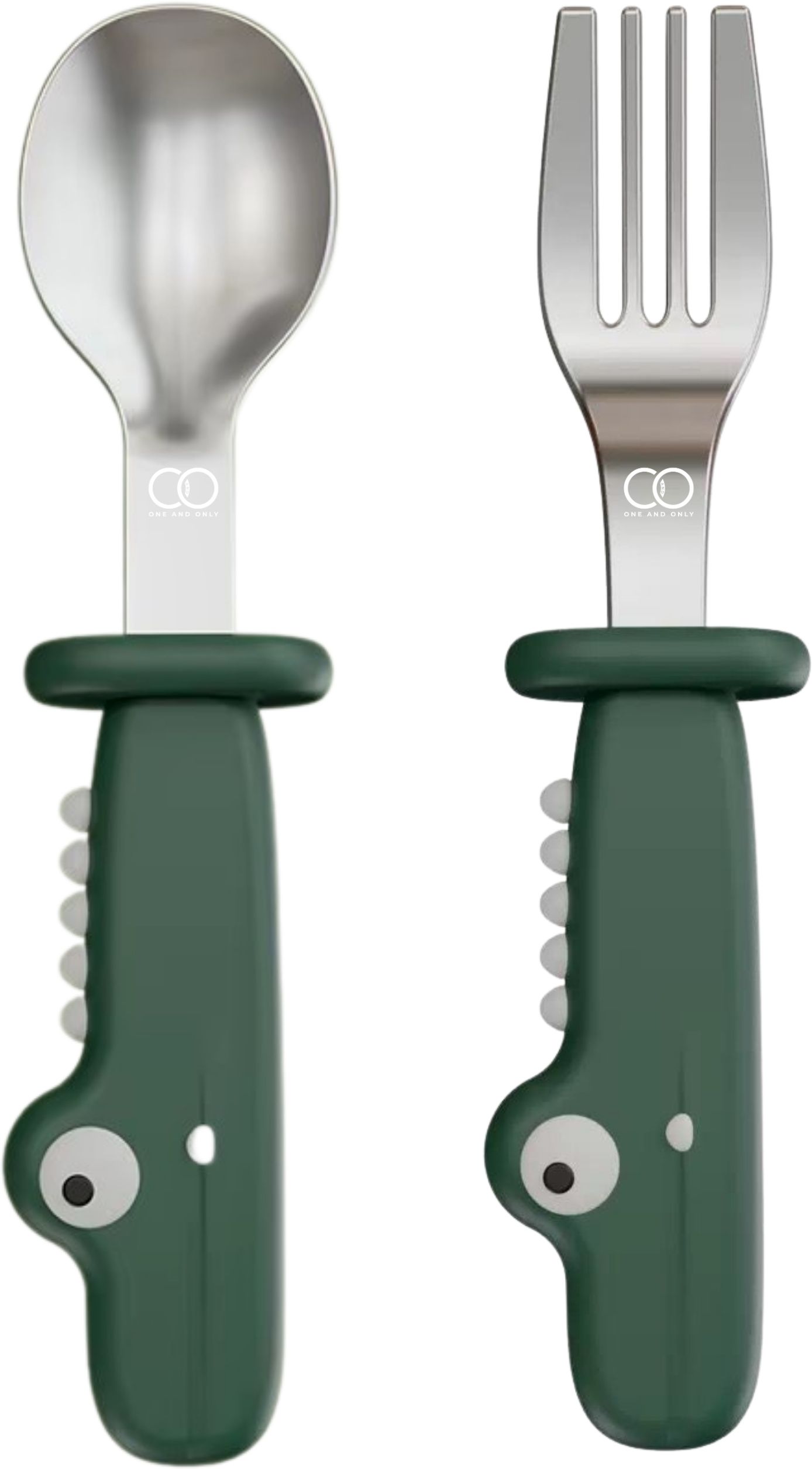 one and only Dino Kids Spoon & Fork Set for Training of Girls & Boys - 304 Stainless Steel, BPA-Free Silicone-picture-14