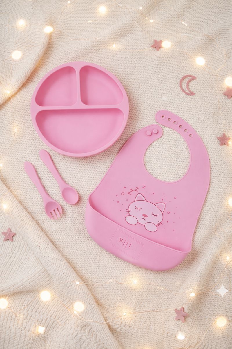 Baby Silicone Feeding Set with Bib, Plate & Spoon – 6+ Months - SILICONE-image-37