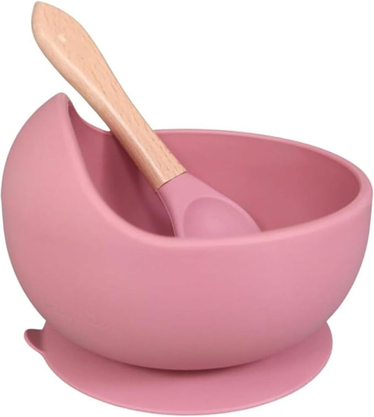 Baby Self Feeding Silicone Suction Bowl and Spoon Set, Sage Pink - Silicon, 100% Food Grade Silicone-image-27