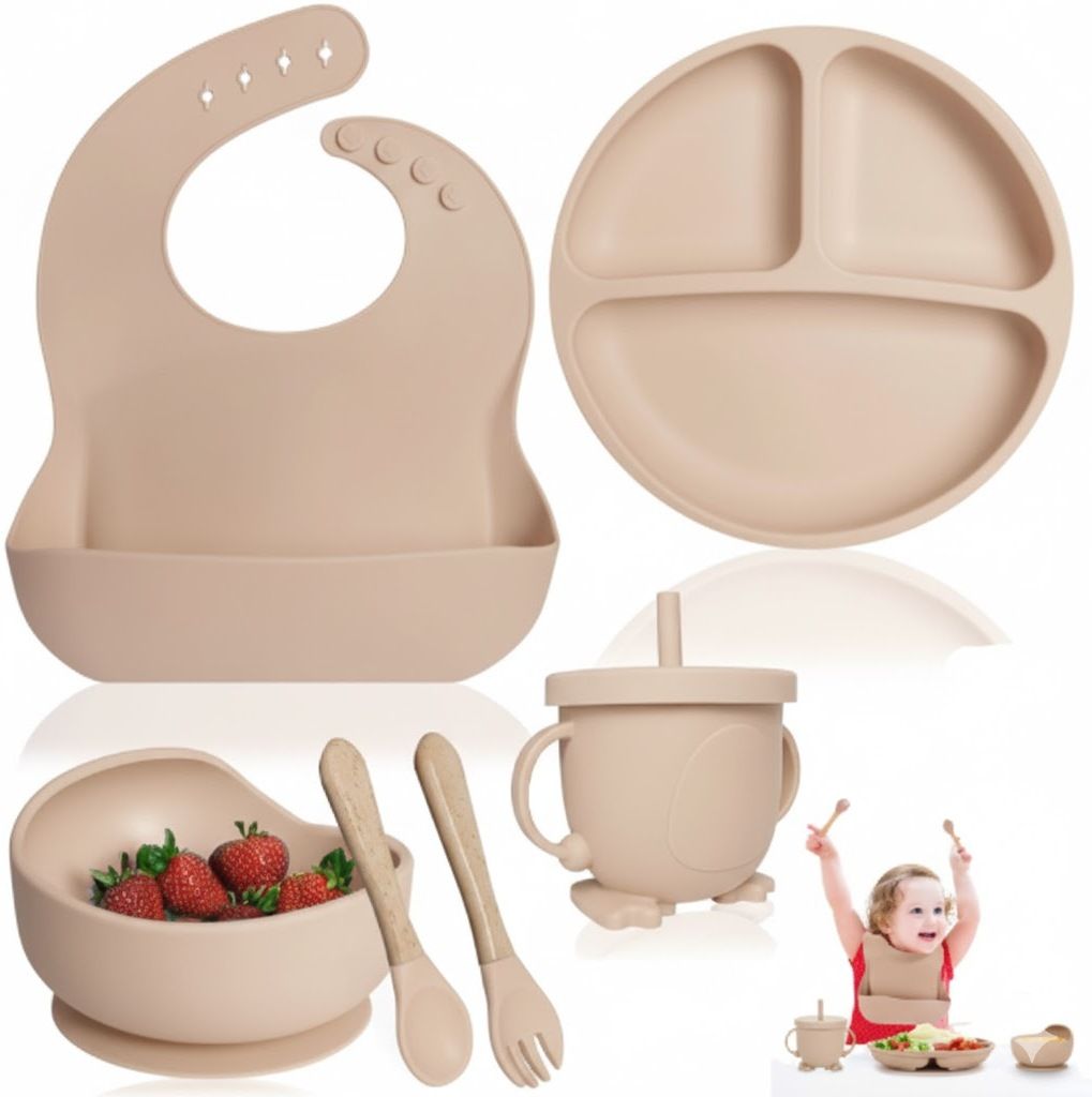6 Pcs Baby Silicone Mealtime Kit, Safe & Heat-Resistant for Toddlers - BPA Free -Silicone-image-48