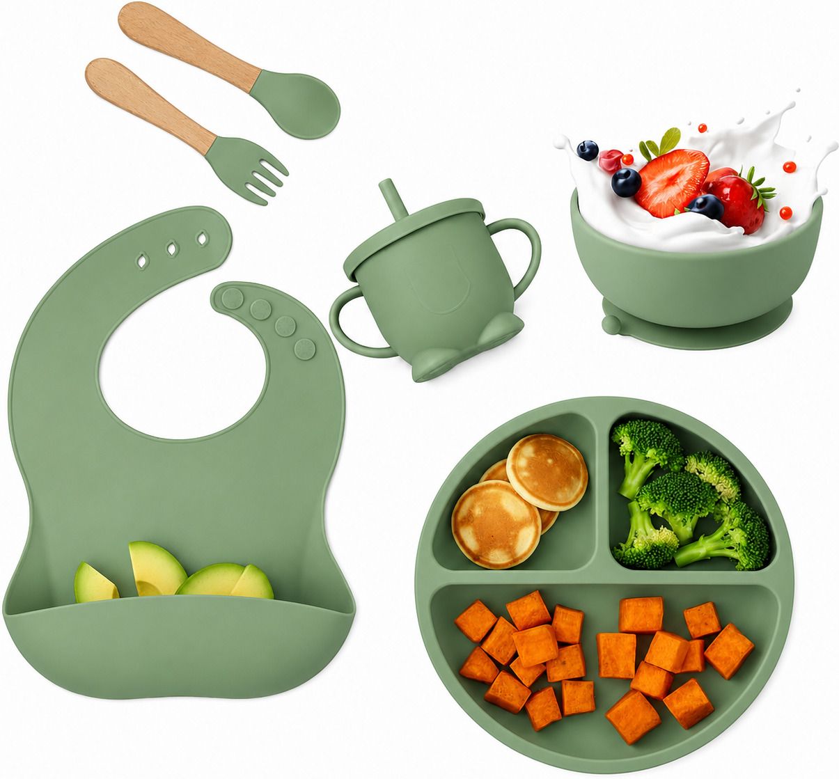 plovansik baby feeding set for baby ,BPA-Free, Easy to Clean -toddler Silicone combo - Silicone-picture-40