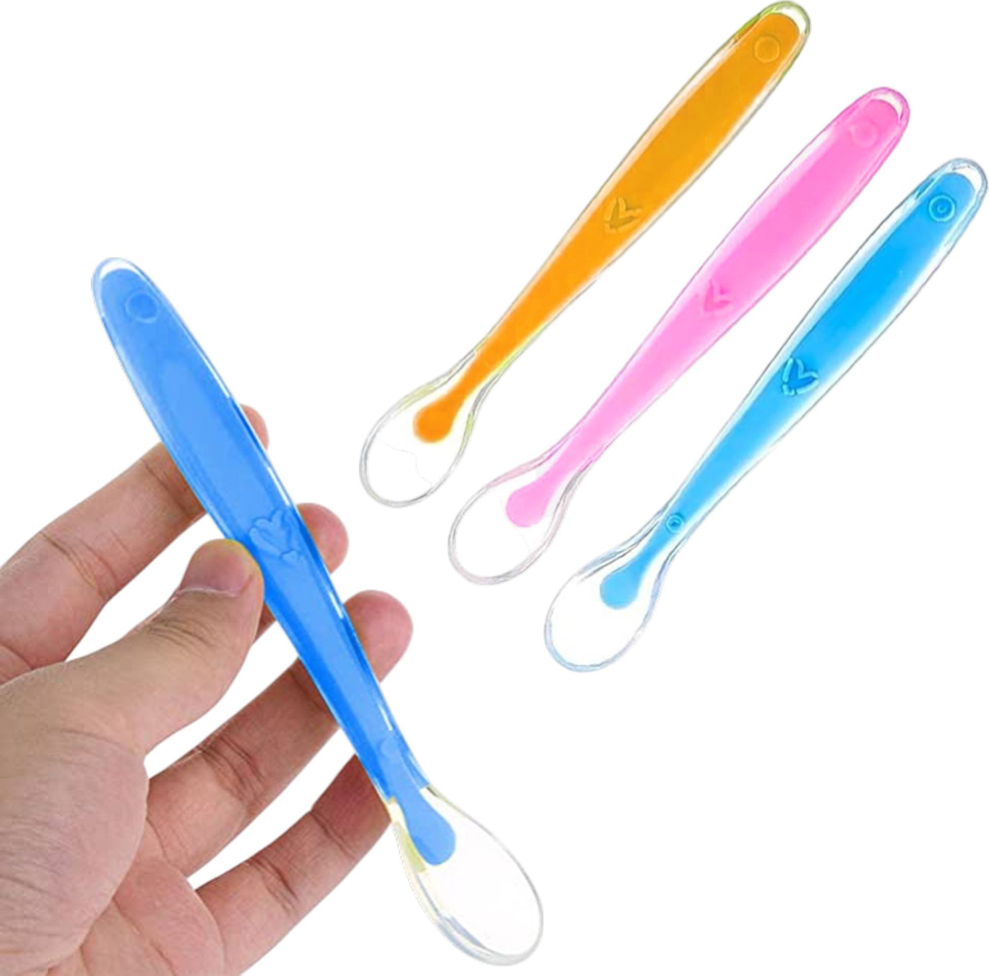Baby Feeding Spoon Set Of 3 With Ultra Supple 100% Silicone Tip - Silicone-image-12