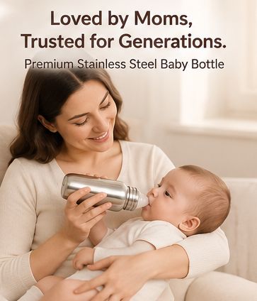 Stainless Steel Baby Feeding Bottle with Dust Proof Cap 280ml BPA Free - Premium Stainless Steel-image-2