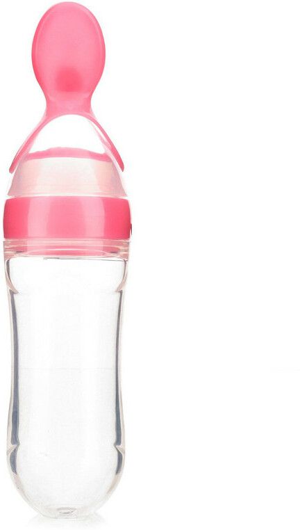 Baby Squeezy Food Grade Silicone Feeder Bottle with Spoon Feeder For Baby 90ml- Silicone