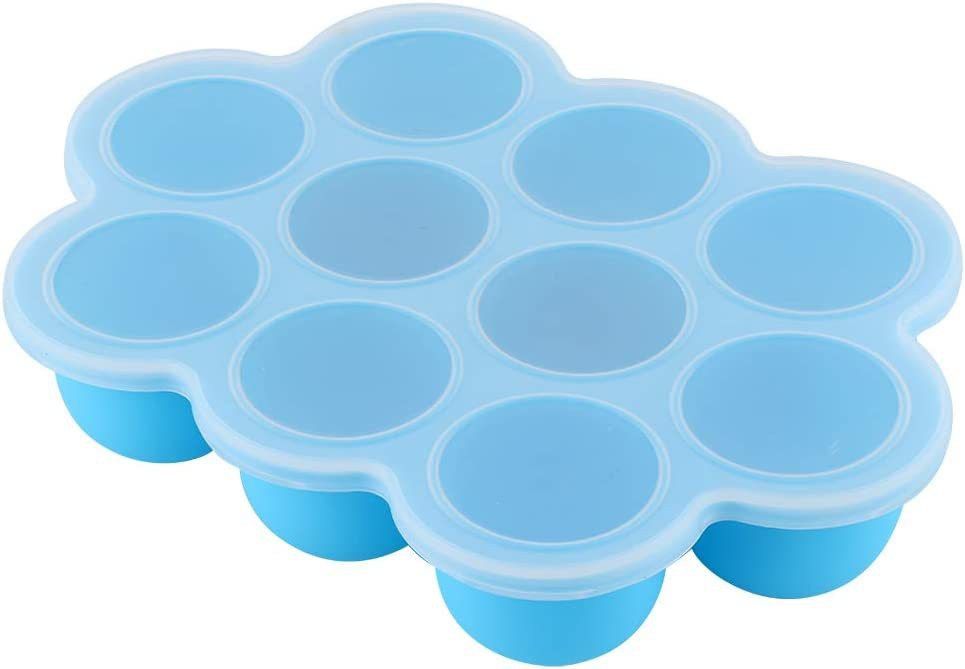 Silicone Egg Mold Storage Container Baby Food Freezer Trays with Lid (1Piece)- Silicone