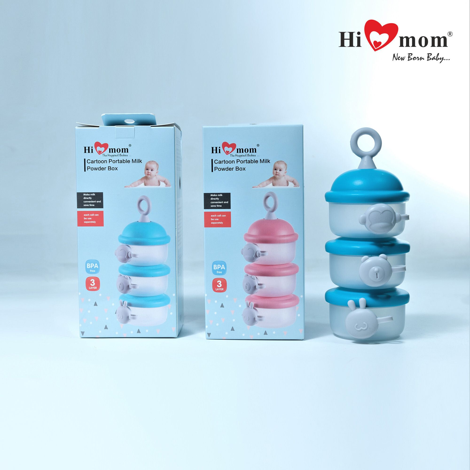 hi mom 3 Layer Portable Baby Food Milk Powder Storage Bottle Milk & Food Container - Polypropylene-picture-49