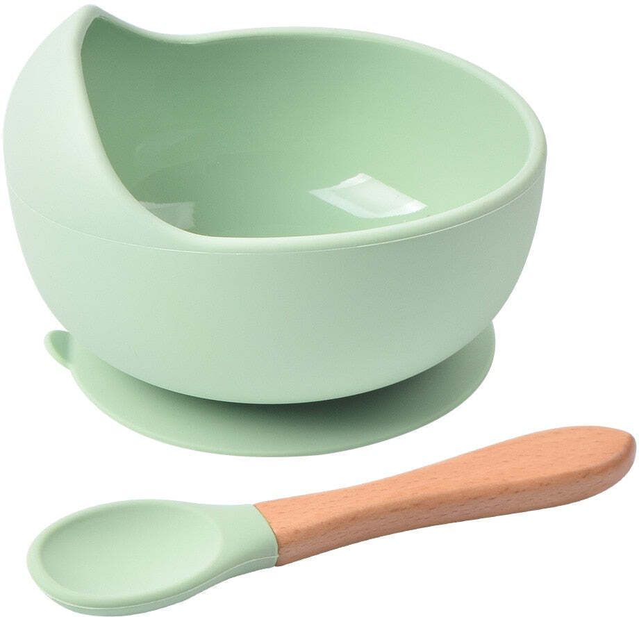 yelona Self-Feeding Silicone Baby Bowl & Spoon, Curved Walls | Upgrade Strong Suction- Hygienic Food Grade Silicone & Wooden-picture-39