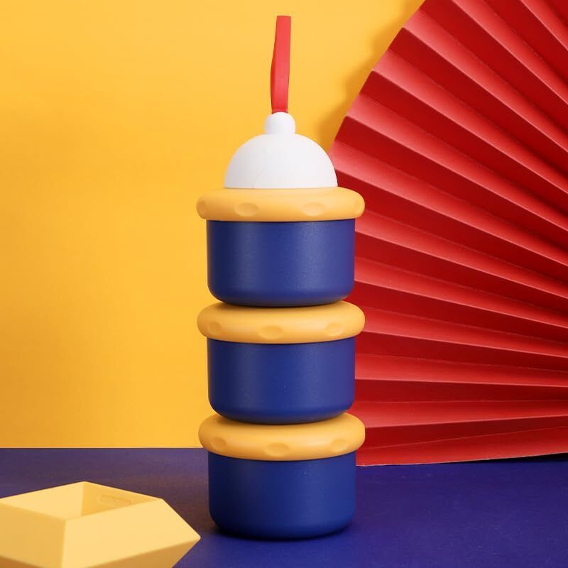portable 3-layer stackable baby formula dispenser & snack storage container - plastic