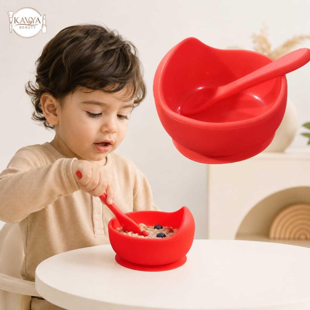 Silicone Bowl with Silicone spoon - Food Grade Silicone, 100% Silicone-image-2