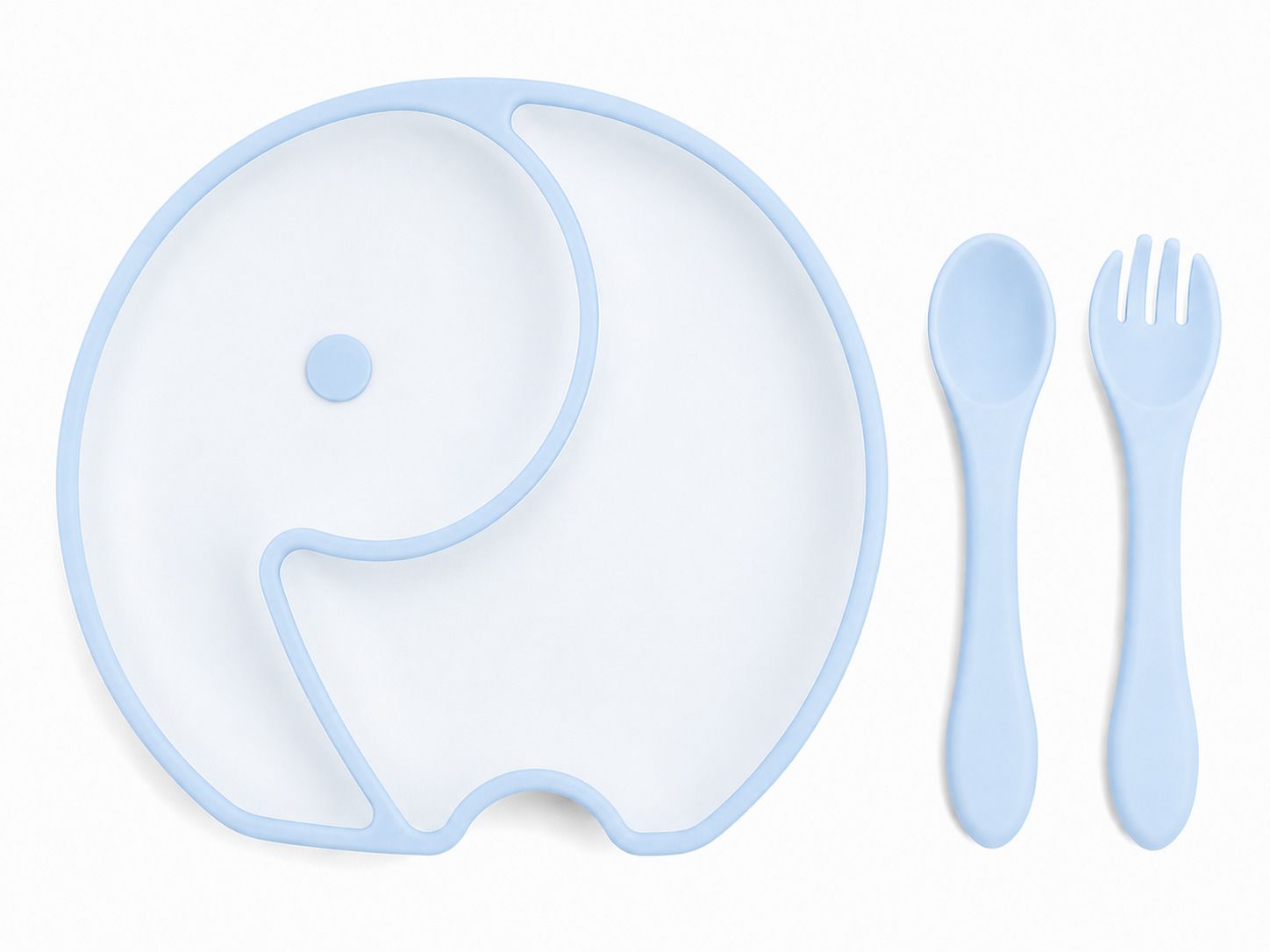 Baby Feeding Plate Set | Silicone Suction Plate with Spoon & Fork - Silicone-image-16