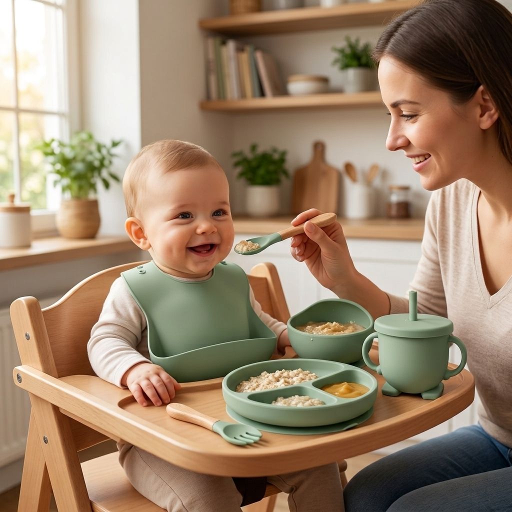 Premium Silicone Toddler Feeding Set with Bib, Plate & Bowl (Green) - Silicone-image-9