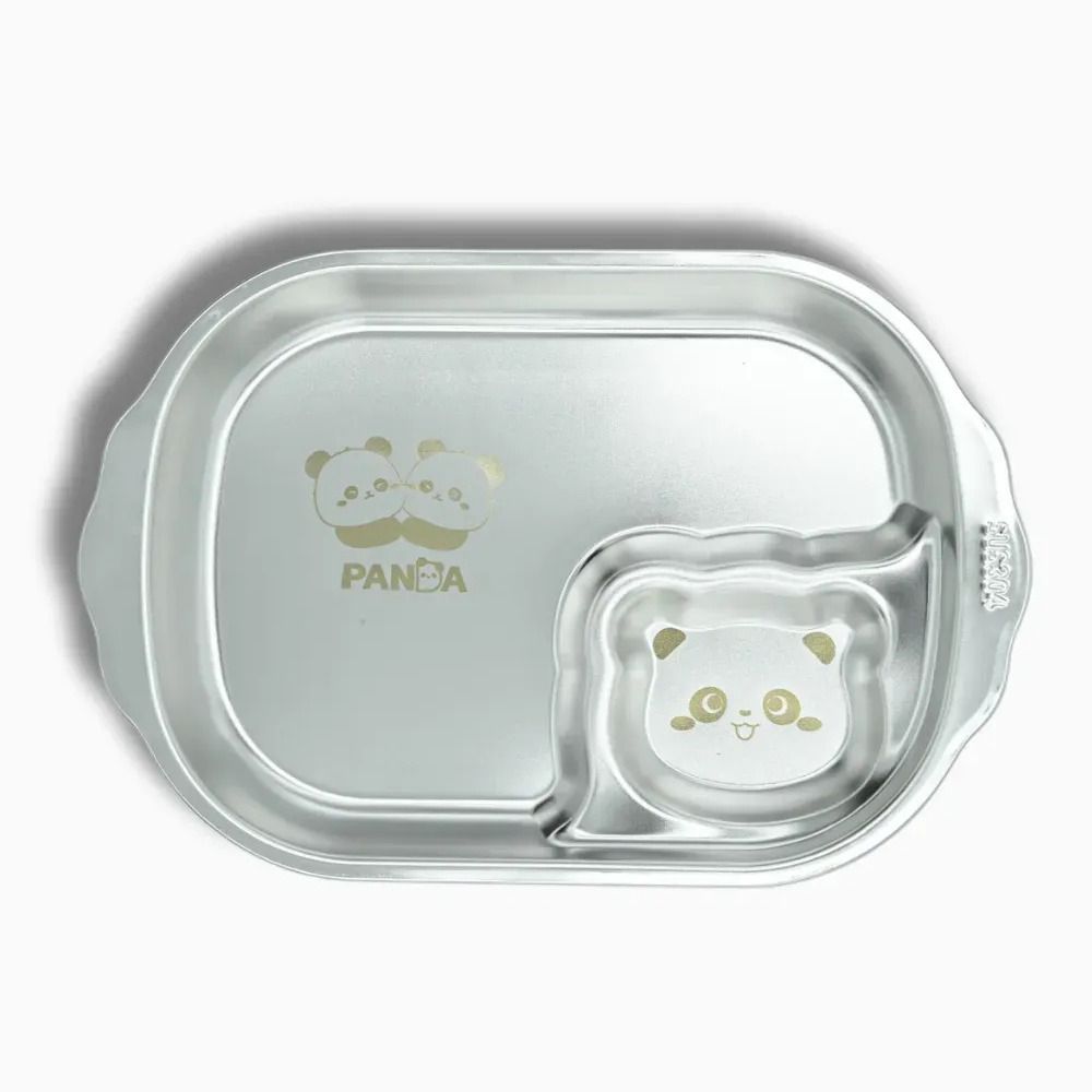 Kids Meal Plates Panda 1 (stainless steel) - Stainless Steel