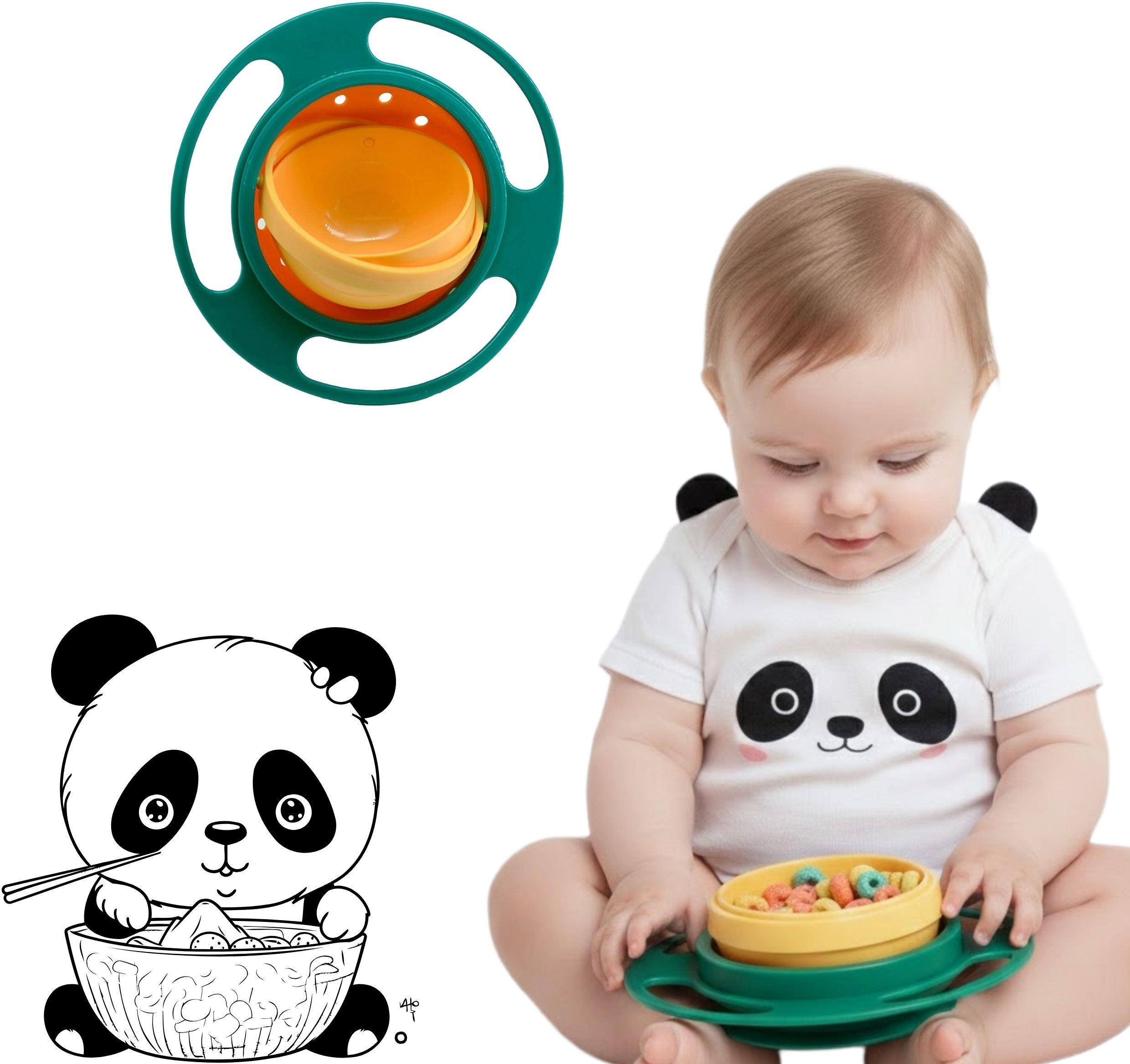 364 Degree Gyro Bowl for Kids – Mess-Free Feeding & Snack Bowl - Food Grade Plastic