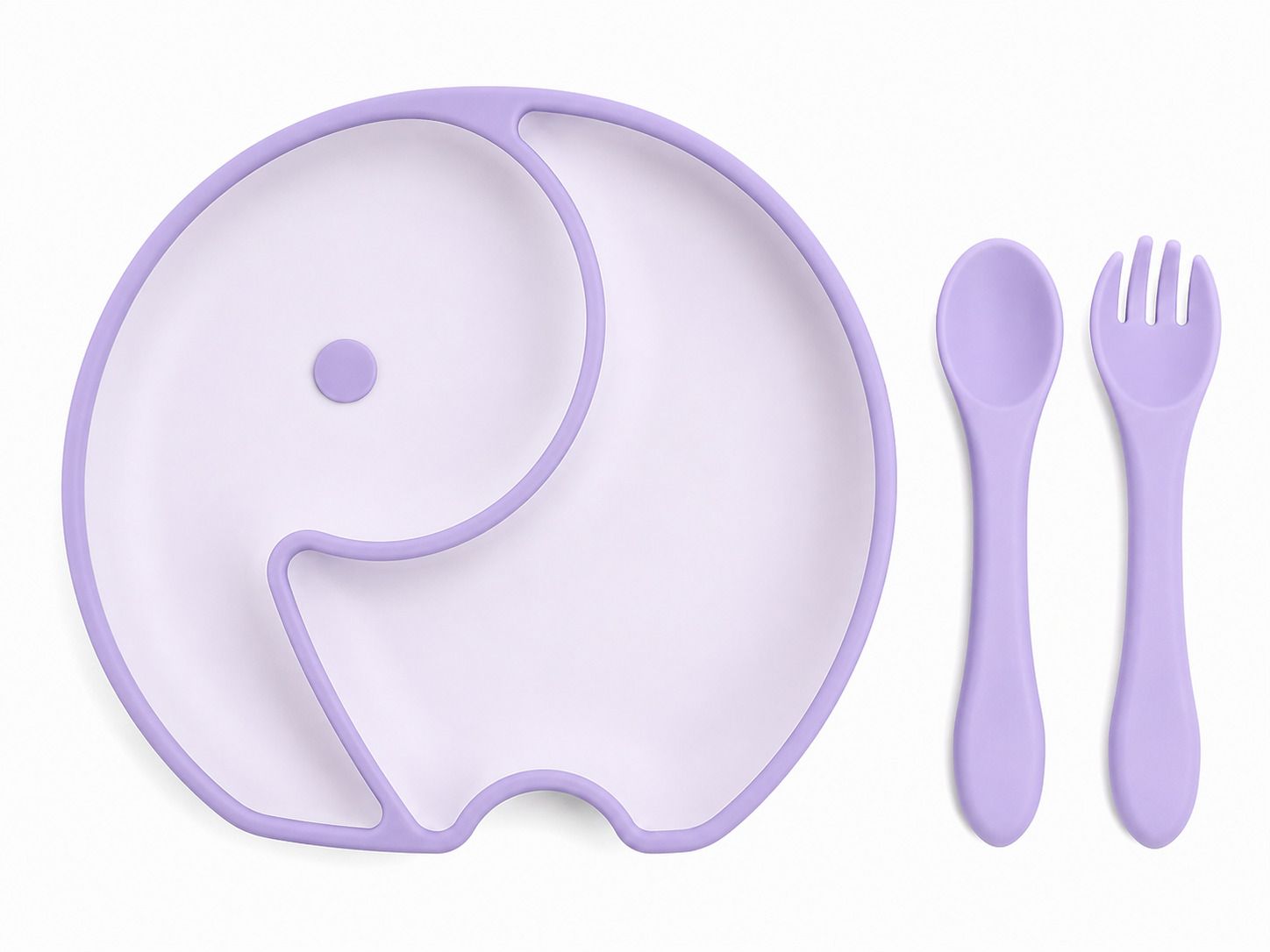 Baby Feeding Plate Set | Silicone Suction Plate with Spoon & Fork - Silicone-image-19