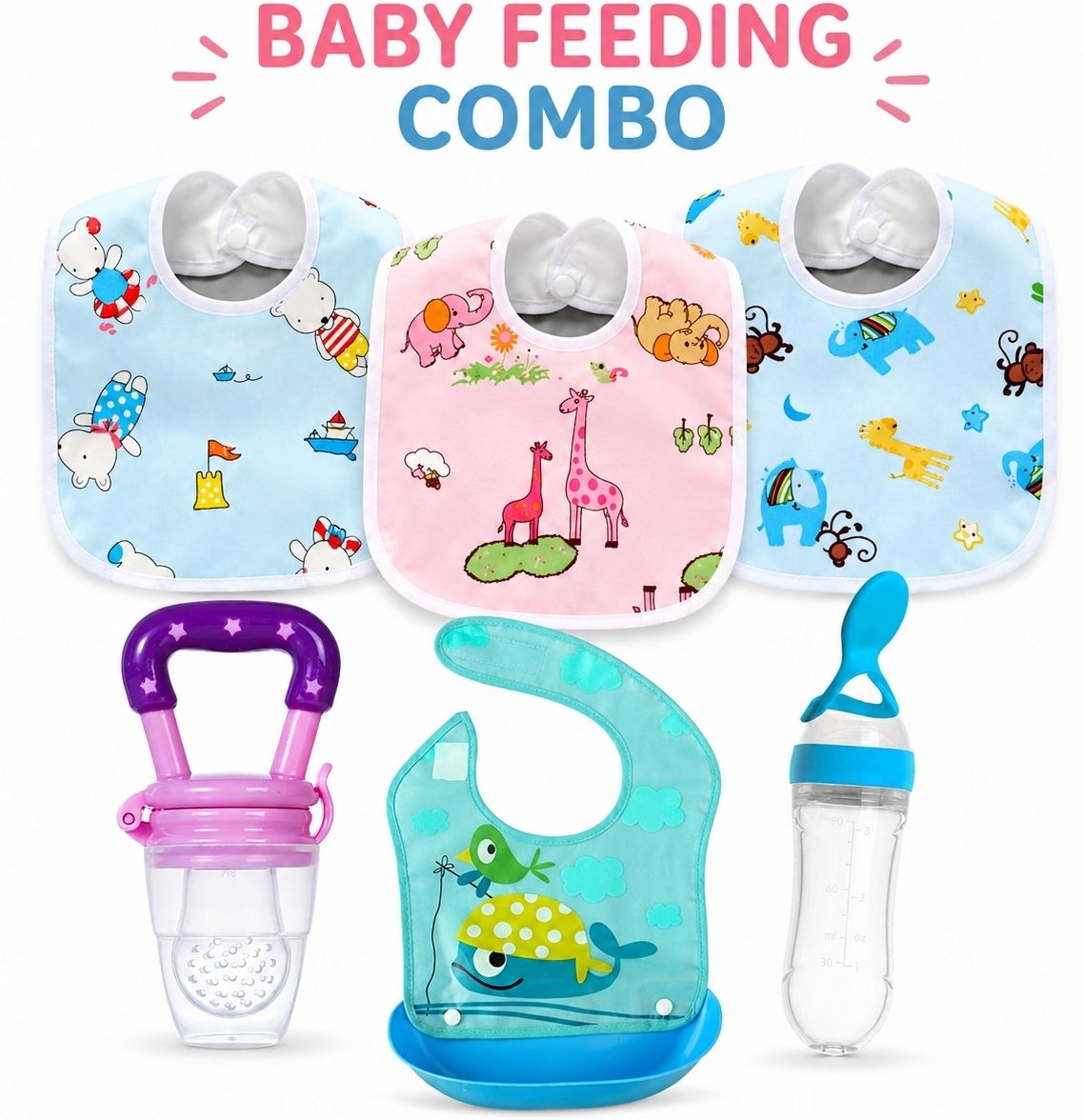 Complete Weaning Feeding Kit 6 Piece Set (Pink & Blue) - PEVA / TPU Layer (food safe)-image-27