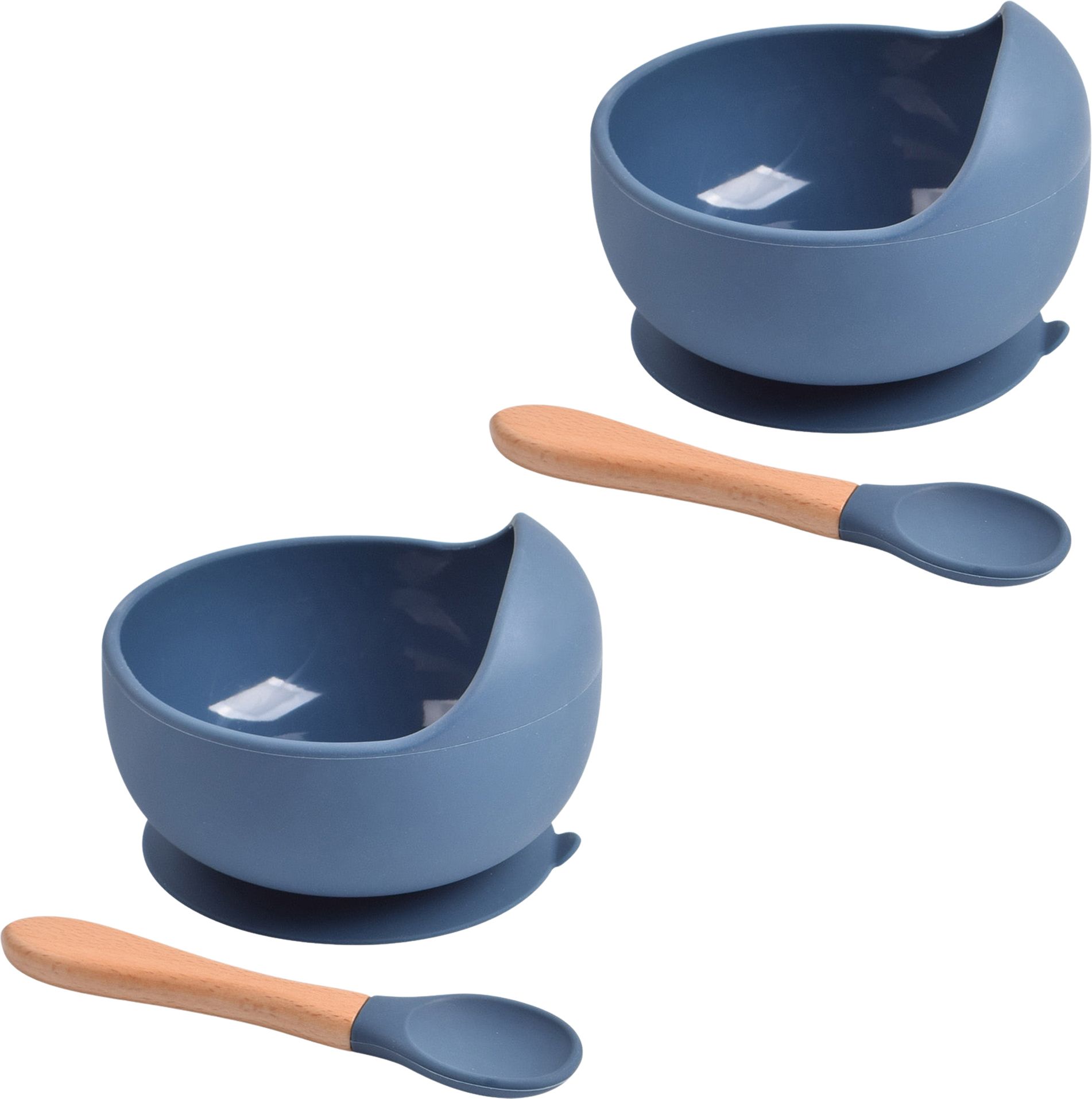 2 Pcs Self-Feeding Silicone Baby Bowl & Spoon,Curved Walls | Strong Suction Base- Hygienic Food Grade Silicone & Wooden-image-41