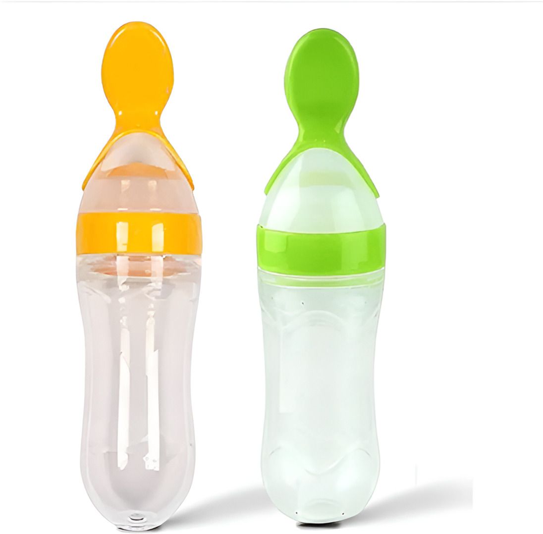 Baby Silicone Spoon Feeder Bottle for Milk & Puree - Silicon