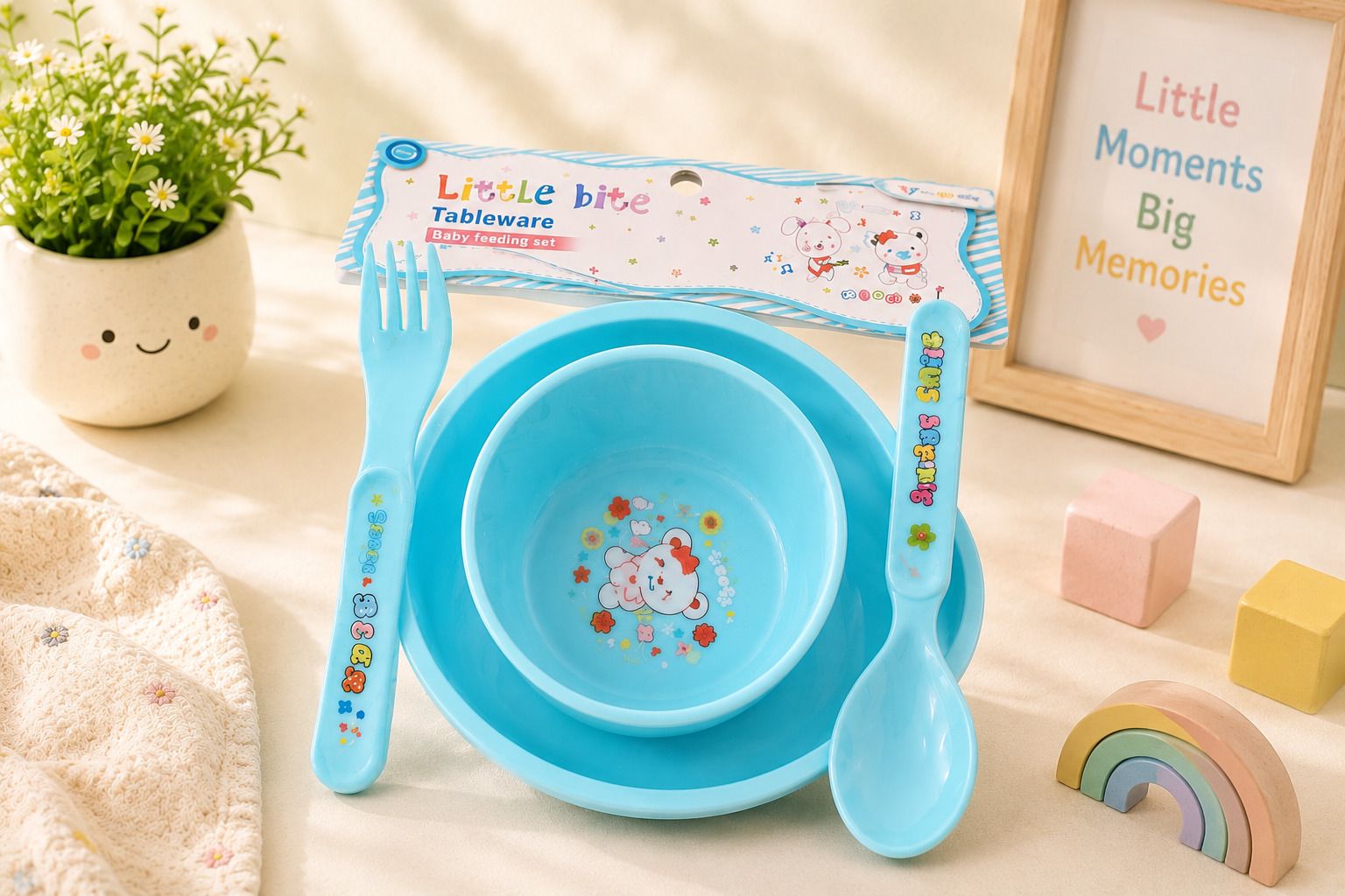 4-Piece Kids' Blue Dinnerware Set - PLASTIC-image-9