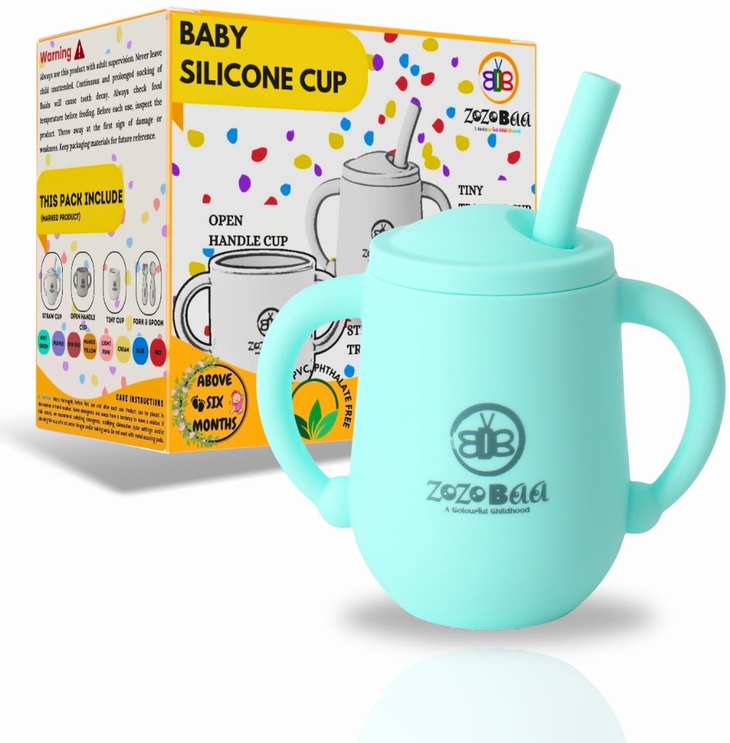 zozobaa Silicone Baby Sippy Straw Cup with Easy Grip Handles for Training Toddlers- 100 % Silicone - Food Grade-picture-30