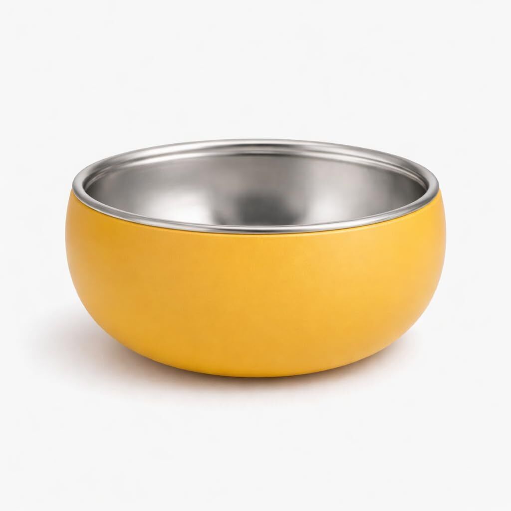 popqeen Stainless Steel Baby Feeding Bowl with Silicone Grip BPA Free Yellow - Silicone, Stainless Steel-picture-18