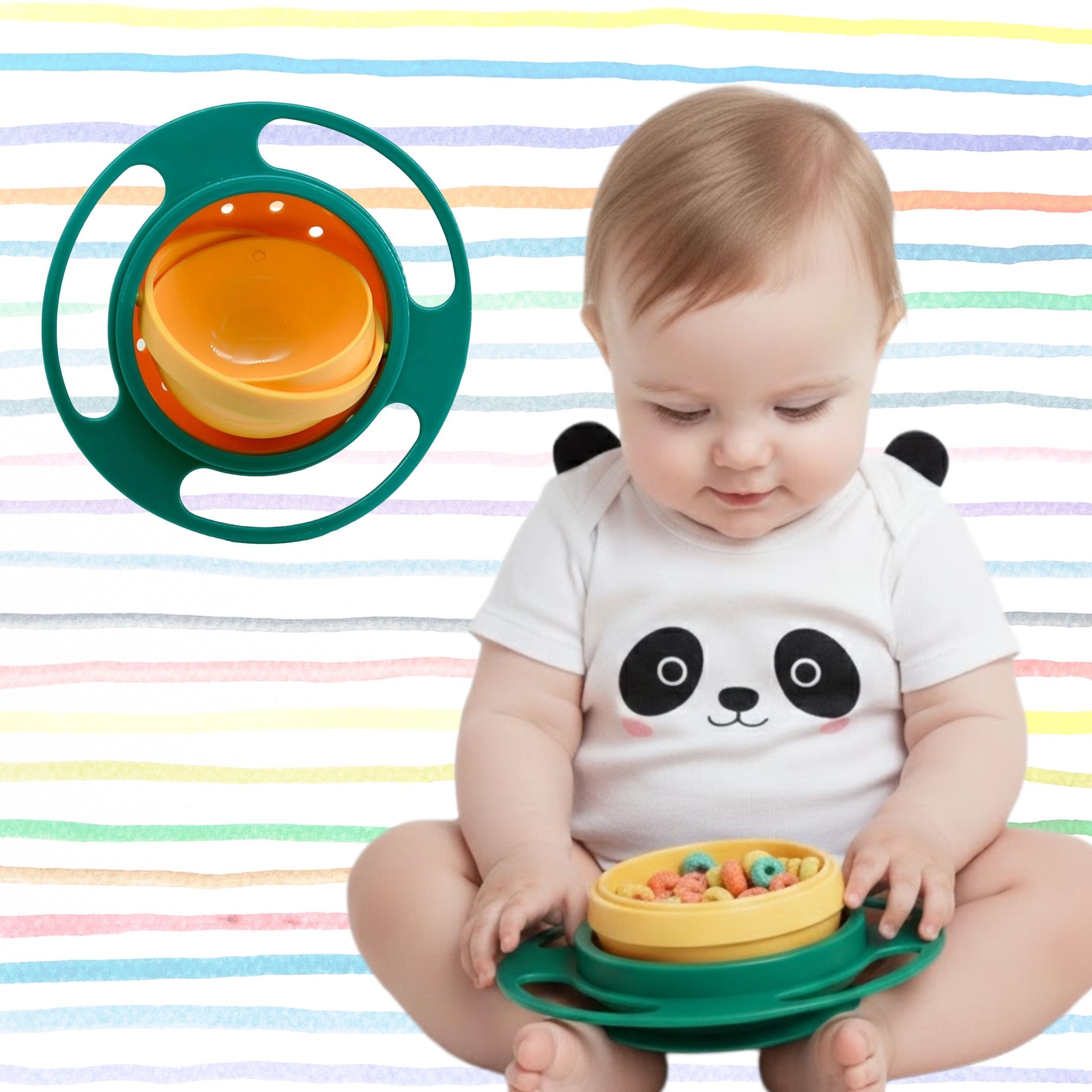 Rotating Gyro Bowl for Babies | BPA-Free No Spill Feeding Bowl - Food Grade Plastic