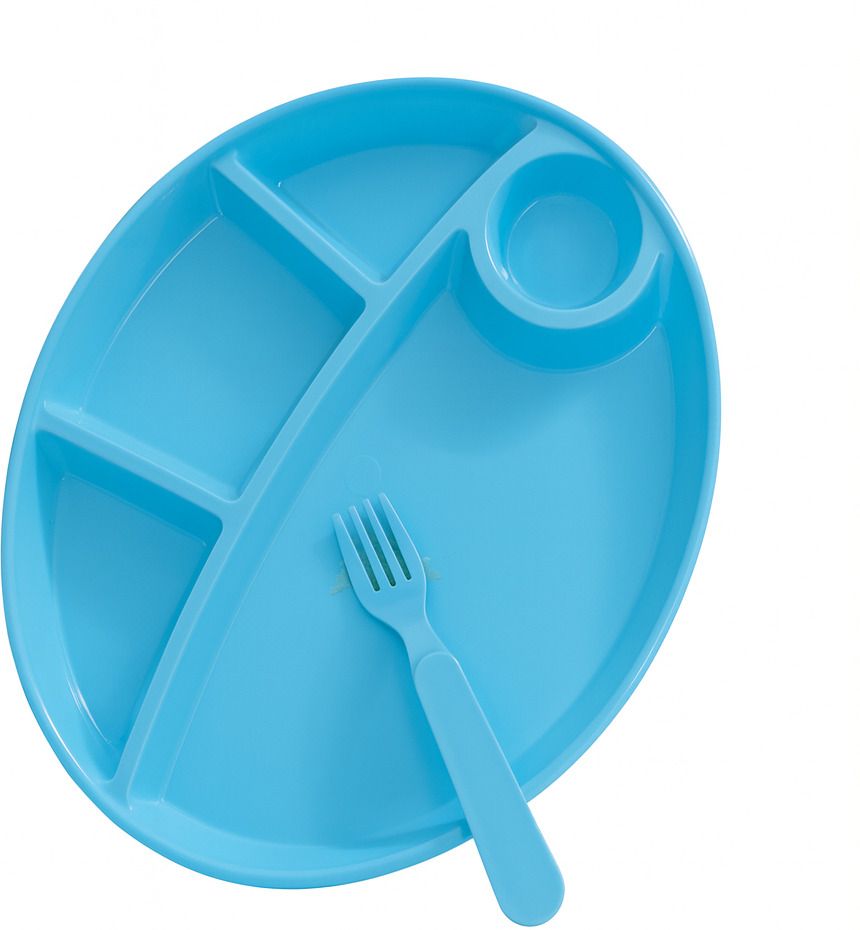 Kids Divided Plate with Spoon & Fork | 4 Compartments - Plastic-image-8