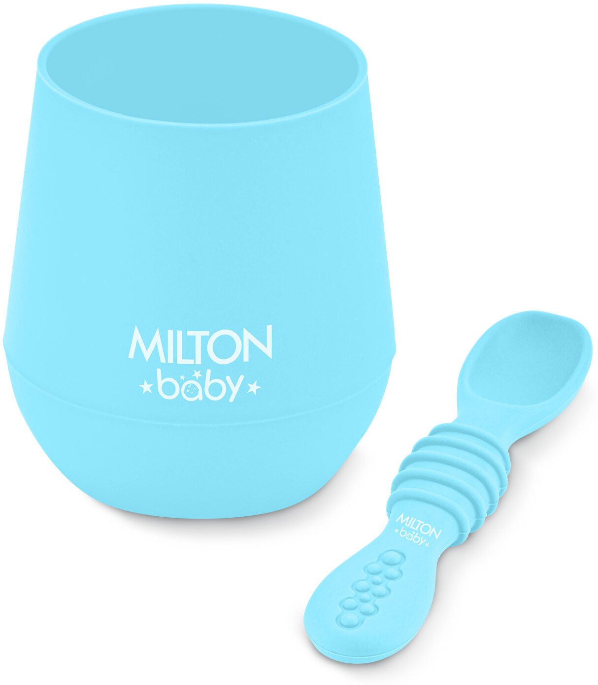 Silicone Tumbler With Spoon I Baby & Toddler Training Cup & Spoon, Light Blue - Silicone-image-8