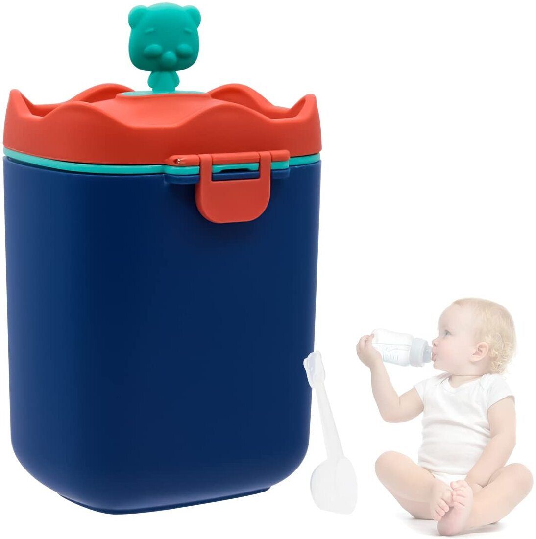 Baby Formula Dispenser with Scoop, Food-Grade PP Double Layer Anti-Leak Milk- Plastic
