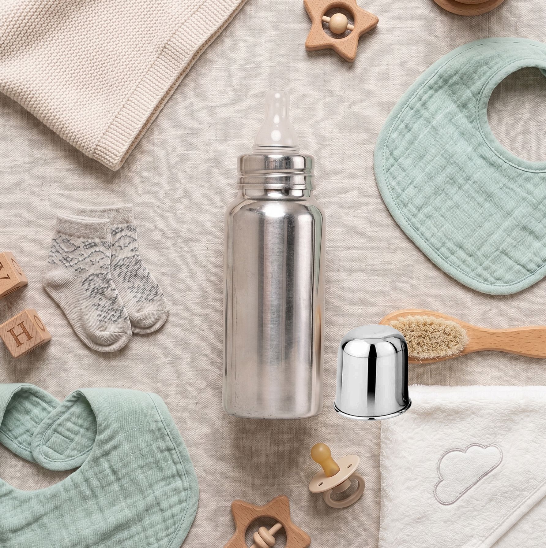Anti Colic Stainless Steel Baby Bottle 280ml with Soft Silicone Spout - Premium Stainless Steel-image-20
