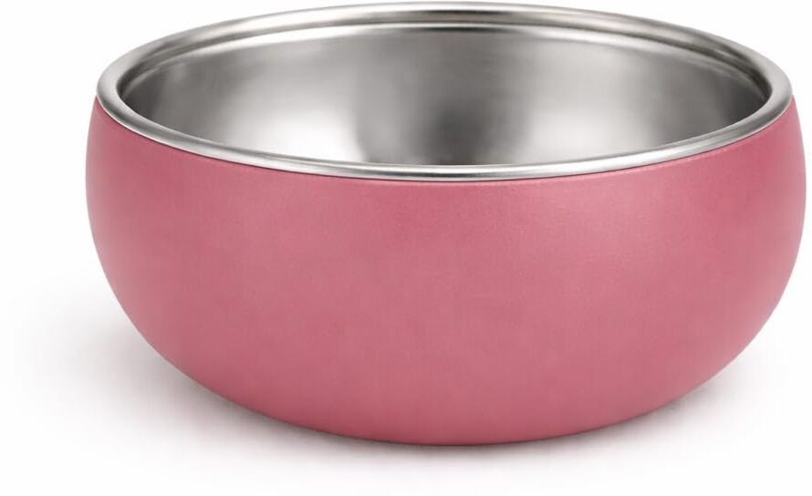 popqeen Stainless Steel Baby Feeding Bowl with Silicone Grip BPA Free Rosewood Pink - Silicone, Stainless Steel-picture-15