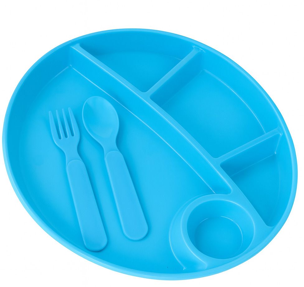 funbrella “Blue Divided Kids Dinner Plate Set with Spoon & Fork” - Plastic (BPA-Free Food-Grade Plastic)-picture-22