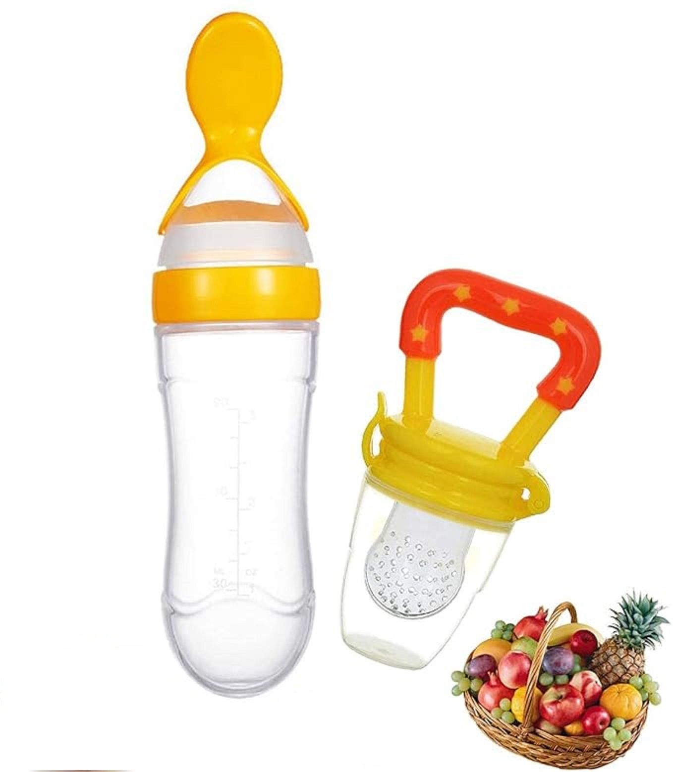 90MLNewborn Baby Feeding Bottle Silicone Squeeze Feeding Spoon and Fruit feeder5- Silicone